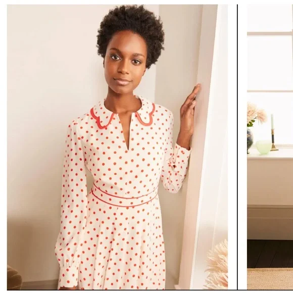 Boden Aria Polka Dot Midi Dress - Picture 3 of 14